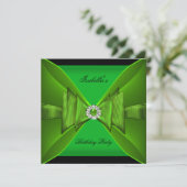 Elegant Birthday Party Lime Green Black Bow Kaart (Staand voorkant)
