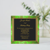 Elegant Birthday Party Lime Green Black Gold Kaart (Staand voorkant)