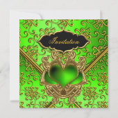 Elegant Birthday Party Lime Green Black Gold Kaart (Achterkant)