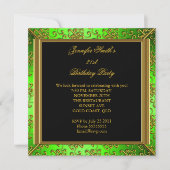 Elegant Birthday Party Lime Green Black Gold Kaart (Voorkant)