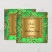 Elegant Birthday Party Lime Green Gold Kaart (Voorkant / Achterkant)