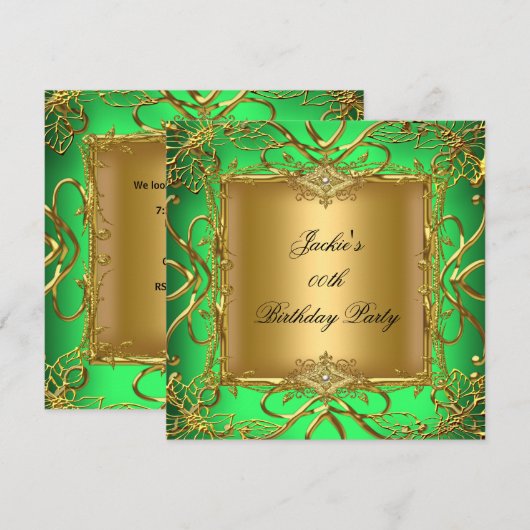 Elegant Birthday Party Lime Green Gold Kaart (Voorkant / Achterkant)