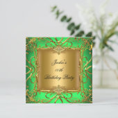 Elegant Birthday Party Lime Green Gold Kaart (Staand voorkant)