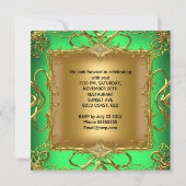 Elegant Birthday Party Lime Green Gold Kaart (Achterkant)