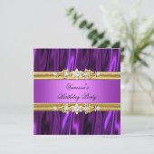 Elegant Birthday Party Magenta Paars roze Gold Kaart (Staand voorkant)