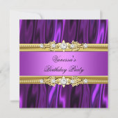 Elegant Birthday Party Magenta Paars roze Gold Kaart (Voorkant)
