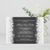 Elegant Birthday Party Magic Sparkle Black Kaart (Staand voorkant)