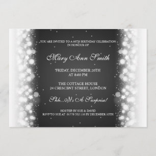 Elegant Birthday Party Magic Sparkle Black Kaart