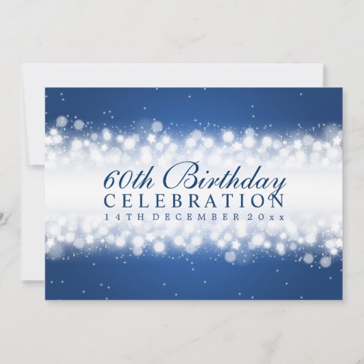 Elegant Birthday Party Magic Sparkle Blue Kaart (Achterkant)