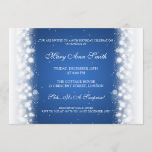 Elegant Birthday Party Magic Sparkle Blue Kaart
