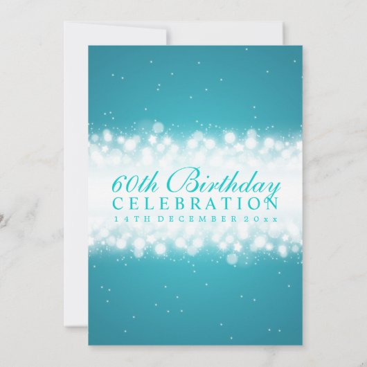 Elegant Birthday Party Magic Sparkle Turquoise Kaart (Achterkant)