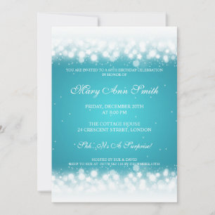 Elegant Birthday Party Magic Sparkle Turquoise Kaart