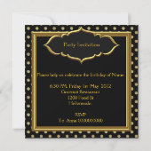 Elegant Birthday Party Photo Black Gold Kaart (Achterkant)