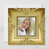 Elegant Birthday Party Photo Black Gold Lijst Kaart (Achterkant)