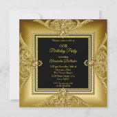 Elegant Birthday Party Photo Black Gold Lijst Kaart (Voorkant)