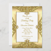Elegant Birthday Party Photo Cream Gold Lijst Kaart (Voorkant)