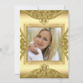 Elegant Birthday Party Photo Cream Gold Lijst Kaart (Achterkant)