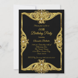 Elegant Birthday Party Photo Gold Lijst Black Kaart