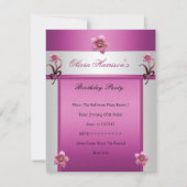 Elegant Birthday Party Pink White Floral Kaart (Voorkant)