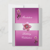 Elegant Birthday Party Pink White Floral Kaart (Achterkant)