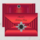 Elegant Birthday Party Red Black Jewel Purse Kaart (Voorkant / Achterkant)