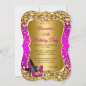 Elegant Birthday Party roze magenta Gold High Hiel Kaart (Voorkant)
