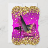 Elegant Birthday Party roze magenta Gold High Hiel Kaart (Achterkant)