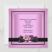Elegant Birthday Party roze Paars Roos Black Kaart (Achterkant)