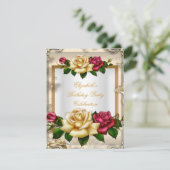 Elegant Birthday Party Rozen White Gold Red Cream Kaart (Staand voorkant)