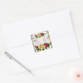 Elegant Birthday Party Rozen White Gold Red Cream Vierkante Sticker (Envelop)