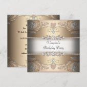 Elegant Birthday Party Sepia Coffee Beige Kaart (Voorkant / Achterkant)