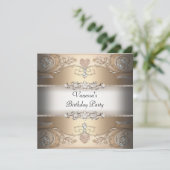 Elegant Birthday Party Sepia Coffee Beige Kaart (Staand voorkant)
