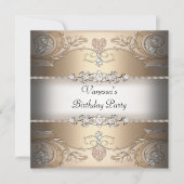 Elegant Birthday Party Sepia Coffee Beige Kaart (Voorkant)