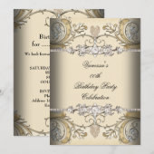 Elegant Birthday Party Sepia Coffee Gold Kaart (Voorkant / Achterkant)