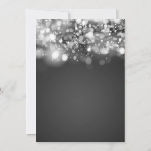 Elegant Birthday Party Silver Sparging Lights Kaart (Achterkant)