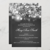Elegant Birthday Party Silver Sparging Lights Kaart (Voorkant / Achterkant)