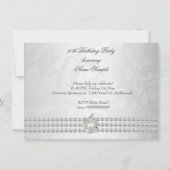 Elegant Birthday Party Silver White Diamond Pearl Kaart (Achterkant)