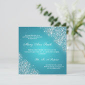 Elegant Birthday Party Sparking Glitter Turquoise Kaart (Staand voorkant)