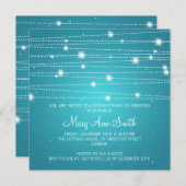 Elegant Birthday Party Sparking Lines Turquoise Kaart (Voorkant / Achterkant)