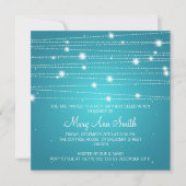 Elegant Birthday Party Sparking Lines Turquoise Kaart (Voorkant)