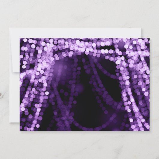 Elegant Birthday Party String Lights Paars Kaart (Achterkant)