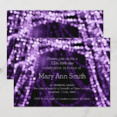 Elegant Birthday Party String Lights Paars Kaart (Voorkant / Achterkant)