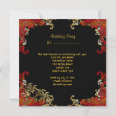 Elegant Birthday Party Tea Red Gold Bamboo Kaart (Achterkant)
