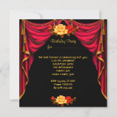 Elegant Birthday Party  Tea Red Gold Rozen Kaart (Achterkant)