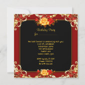 Elegant Birthday Party  Tea Red Gold Rozen Kaart (Achterkant)