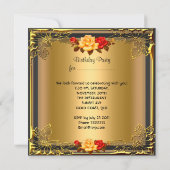 Elegant Birthday Party  Tea Red Gold Rozen Kaart (Achterkant)