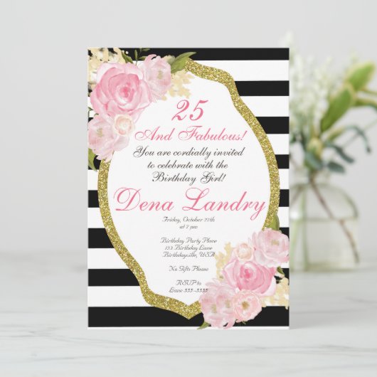 Elegant Birthday Party Uitnodiging voor elke leeft (Staand voorkant)