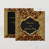 Elegant Birthday Party Wild Leopard Animal Gold Kaart (Voorkant / Achterkant)