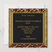 Elegant Birthday Party Wild Leopard Animal Gold Kaart (Achterkant)