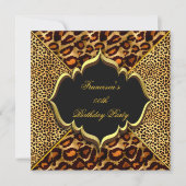 Elegant Birthday Party Wild Leopard Animal Gold Kaart (Voorkant)